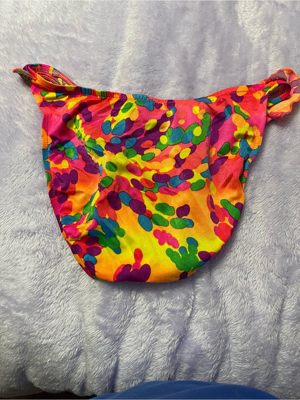 Women’s  Multicolor Ruffle Swim Bottoms - Bright Rainbow Print.  Size 11 - Picture 2 of 3